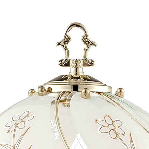 Regency Hill GW-6251 Traditional Accent Table Lamp 15 Inch High Polished Brass Gold Floral Etched Art Glass Shade Touch thumb #2