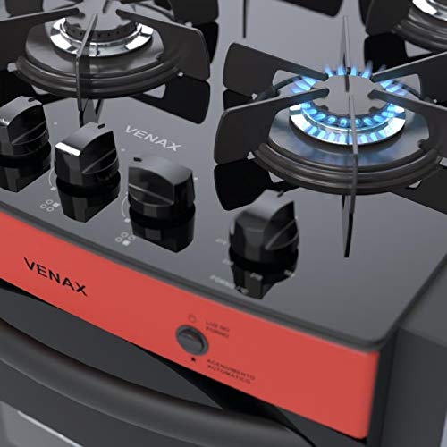 Fogao A Gas De Embutir Gaudi Prisma Vitreo 4q Vermelho Gás Glp