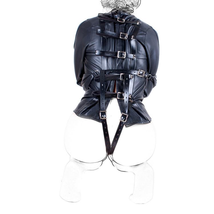 Arnés de cuero recto con chaqueta de mano cruzada y manga protectora ajustable duradera 6