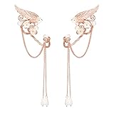 SELFWIMG Angel Wings Wrap Earrings Elf Fairy Ear Cuffs for Women Girls, Handmade Metal Bird Wings Pe
