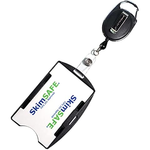 RFID Blocking Badge Holder with Retractable Carabiner Clip Badge Reel Cover