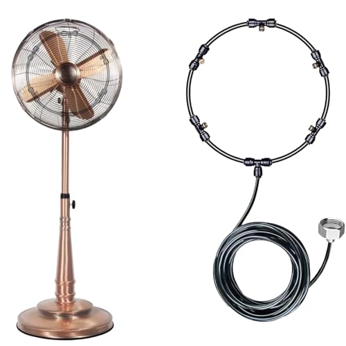 SOHEJU Outdoor spray fan kit, for cool courtyard breeze, outdoor cooling water mist spray, 26.3-foot (8-meter) spray line + 5 brass spray nozzles + brass adapter (3/4) suitable for any outdoor fan