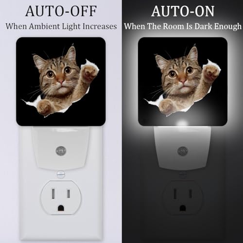 Image of NEWzone Cat Night Light [2 Pack], Plug in Wall Led Night Lights Decor for Boys Girls Room, Dusk to Dawn Sensor Wall Lamp for Stairway /Bedroom /Kitchen /Nursery Room