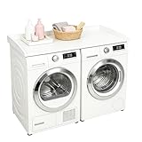 Arbeitsplatte Waschmaschine Trockner, Waschmaschinen Auflage Holz, Wasserdicht & Schneller Aufbau, Laundry Countertop für Waschmaschine & Trockner,bis 50 kg, 120×60×7.5cm (Weiß)