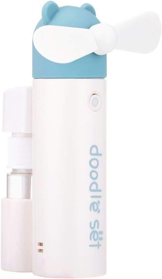 Handheld Mini Portable Misting Fan, USB Rechargeable, 1200mAh Battery for 6 Hrs Continuous Work (Blue)
