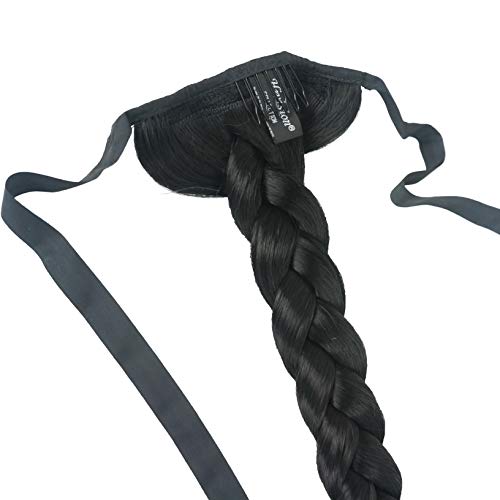 Lydell 24" Long Fishtail Braid Wrap Around Ponytail Extension Synthetic Hairpiece #1 Black #TOP4
