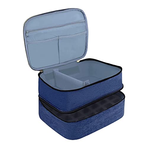 Organizador para kits de manicura y pintalabios compacto azul