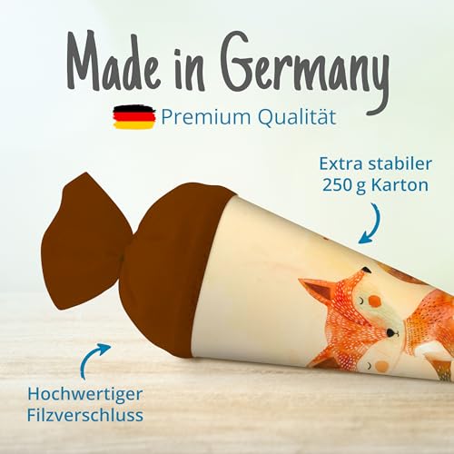 itenga Geschwister Schultüte 35cm mit Filzverschluss kleine Tüte Geschenkverpackung Einschulung Schulanfang (Motiv Fuchs)