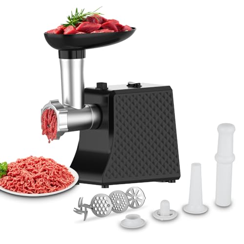 Picadora eléctrica de carne de 750 W Picadora eléctrica, 3 en 1 Picadora de carne de acero inoxidable y Kubbe y tubos de llenado de salchichas, Picadora eléctrica de carne para verduras Sauciss (B)