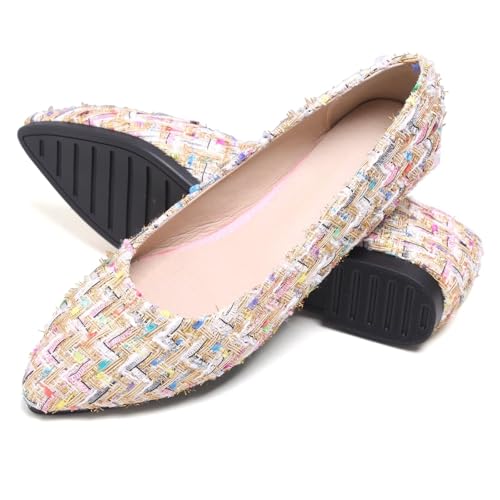 Image of Dear Time Women's Flats Pointed Toe Comfortable Dressy Multicolored Slip On Loafer Flats for Work