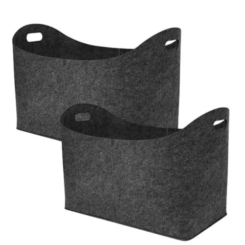 Cesta para leña de fieltro, bolsa para leña de fieltro - Juego de 2 bolsas para leña - Porta troncos plegable, organizador de juguetes domésticos con asa para el traspor