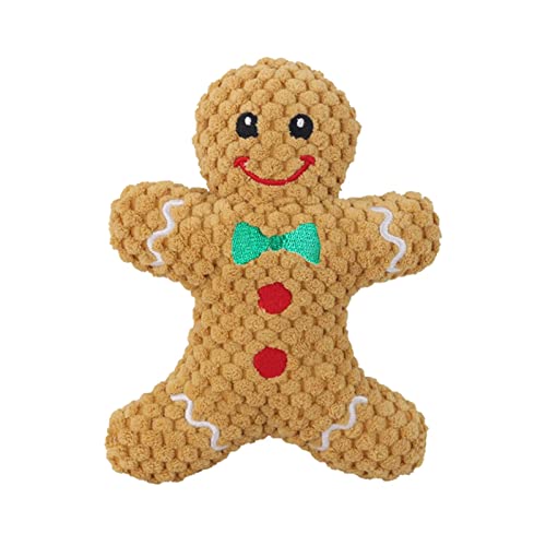 Colcolo Lustiger Hund Quietschendes Spielzeug Quietschen Spielen Katzen Hunde Kuscheltier Langlebig Zähne Spielzeug Weich für Weihnachten Haushalt, Gingerbread Man