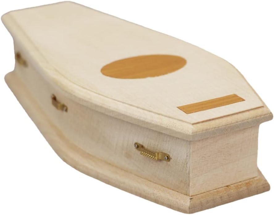 Healifty Miniature Coffin Unfinished Wooden Dollhouse Coffin DIY Home Decor Coffin for Dollhouse Halloween (As Shown)