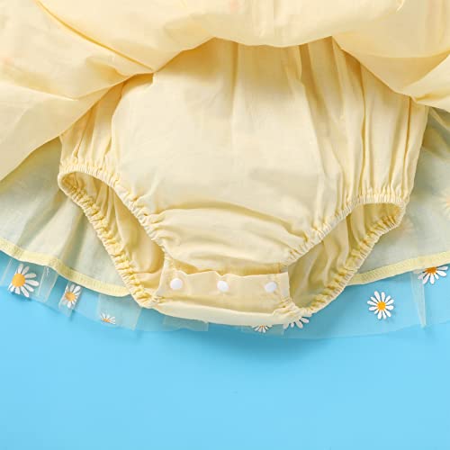 Toddler Baby Flower Girl Ruffle Sleeve Romper Dress Polka Dot Tulle Dresses Shiny Sequins Pageant Princess Wedding Prom Dress Christening Baptism Easter Birthday Dresses Yellow 12-18 Months #TOP3