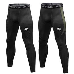 MEETWEE Men’s Compression, Sports Leggings, Long Running Trousers, Breathable Functional, Tights, Underwear