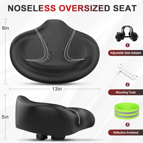 image for BLUEWIND New Noseless Oversized Bike Seat, Wide Bicycle Saddle Novel B