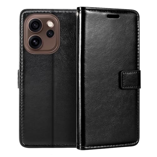 Shantime Lederhülle Kompatibel mit Oppo Reno 15 Pro Mini 5G, Business Design Magnetische Klapphülle, 3 Kartenfächer, Foto & Geheimfach(Schwarz)