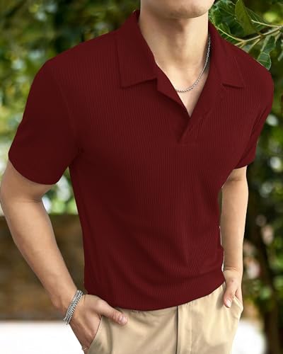 Image of I ENTERPRISE Cotton Blend Regular Fit Round Spread Collar Solid Short Sleeve T-Shirt for Men & Boys