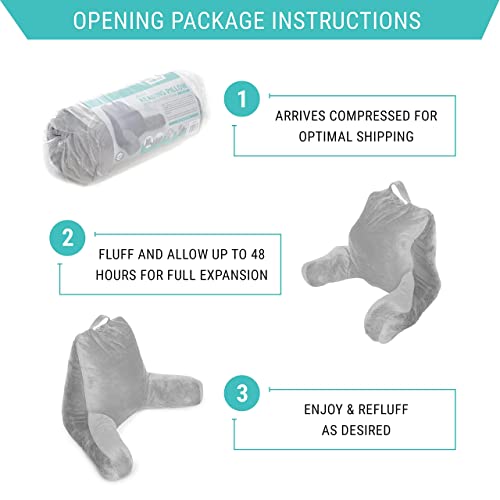 Milliard Reading Pillow with Shredded Memory Foam, Large Adult Backrest with Arms, Back Support for Sitting Up in Bed with Washable Cover (Sit up Pillow) - Image 7