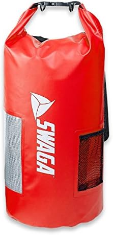SWAGA – Dry Sack Waterproof Backpack – Protection from Elements – Window for Phone – Adjustable Shoulder Strap – Designed to Float – Red– 30L