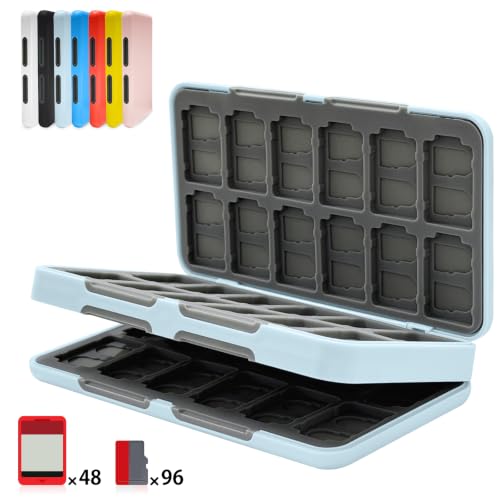 Switch 2 �Q�[���J�[�h�P�[�X 48���X�C�b�`�J�[�h��Micro SD96�����[�\ �}�O�l�b�g���J�� �n�[�h�V�F�� ���R���[ �ϏՌ� ���h�~ �z�R���h�~ �����^�ѕ֗��iSky Blue�j