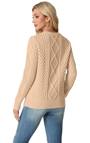 Image of GRECERELLE 2026 Womens Fall Winter Long Sleeve Casual Pullover Sweater Tops | Crewneck, Cable Knit, Chunky, Vintage Style, Anti-static(XS-2XL)