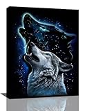 Wolf Wall Art Wolf Wild Animal Wall Decor Gift Modern Canvas Painting Prints Artwork Home Decoration Framed for Bathroom Kitchen Bedroom Living Room 12'x16'
