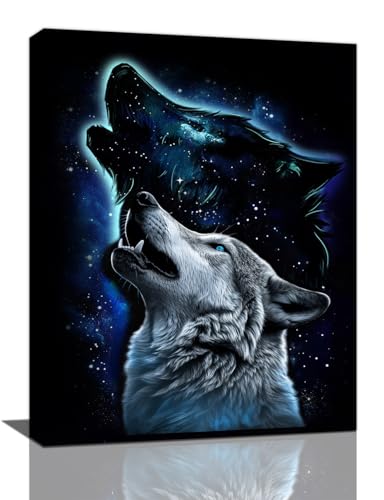 Wolf Wall Art Wolf Wild Animal Wall Decor Gift Modern Canvas Painting Prints Artwork Home Decoration Framed for Bathroom Kitchen Bedroom Living Room 12
