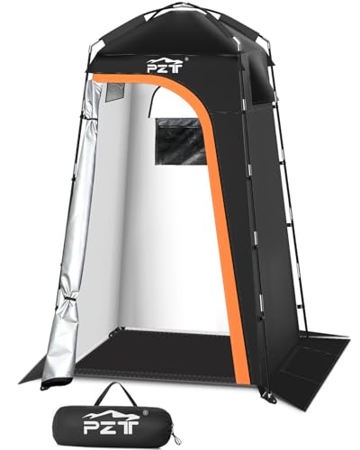 PZT Large Shower Tent, Portable Privacy Tent with Mesh Floor & Carrying Bag, Lightweight & Sturdy,...