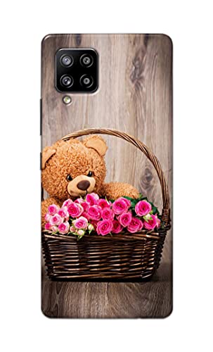 Image of PRINTFIDAA Roses and Teddy Bear in The Wicker Hard Back Cover for Samsung Galaxy M42 5G / Samsung Galaxy A42 5G Back Cover -(P6) KAT1004