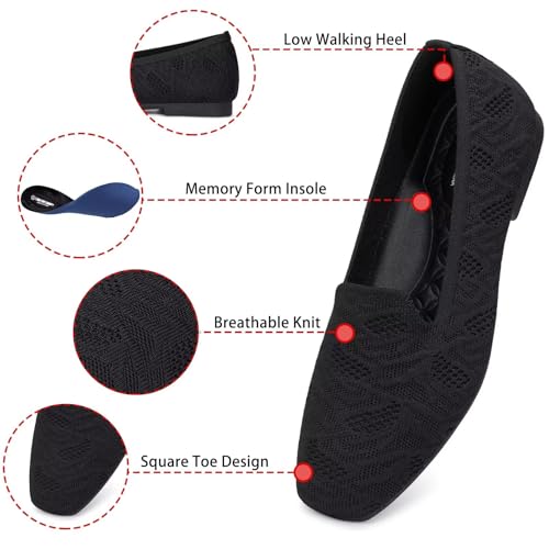 Image of Frank Mully Women's Loafer Flats Square Toe Comfortable Office Work Shoes, Cute Penny Loafer Slip On Walking Driving Shoes
