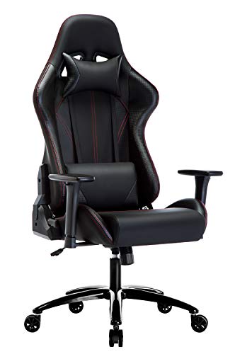 Amoiu Racing Chaise, Fauteuil de Gamer, Siège de Bureau de 3D Accoudoirs Réglable avec Appui tête Soutien Lombaire, Noir