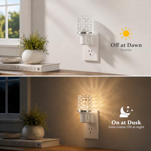 Image of JandCase LED Night Light, Dimmable Night Lights Plug into Wall,Dusk to Dawn | Modern Nightlight, Auto On Off Light Sensor, 3000K Soft White Night Light 0-100LM Brightness, Bathroom Hallway Bedroom Decor
