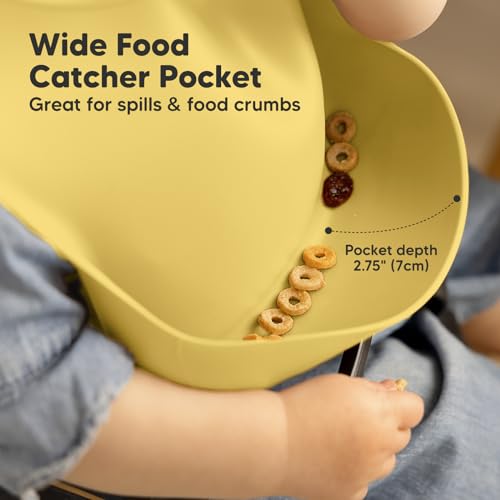 Image of KeaBabies 2-Pack Silicone Bibs for Babies, Toddlers Girl, Boy (Valiant) | Sturdy Food-Grade Baby Bibs for Eating, Large Food Catcher, Easy Clean & Put On, Waterproof Baby Feeding Essentials, BPA-Free