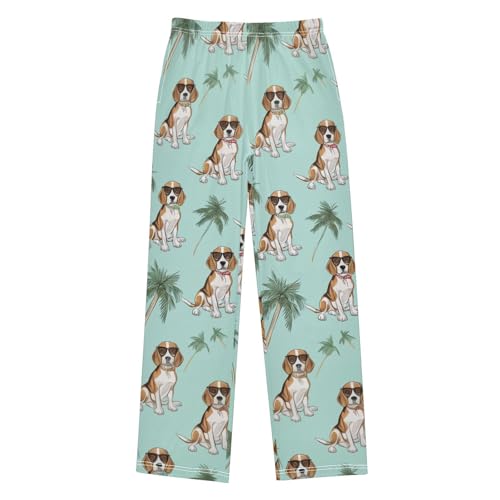 ZZXXB Beagle Palm Trees Boys Long Pants Soft Trousers Elastic Waist Kids Lounge Bottoms with Pockets S-XL