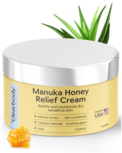 Clearbody Manuka Honey Eczema Cream – Organic Eczema Honey & Collodial Oatmeal Moisturizer for Soothing, eczema, Dry & Itchy Skin – Face & Body Lotion - Plant-Based Formula (2oz)