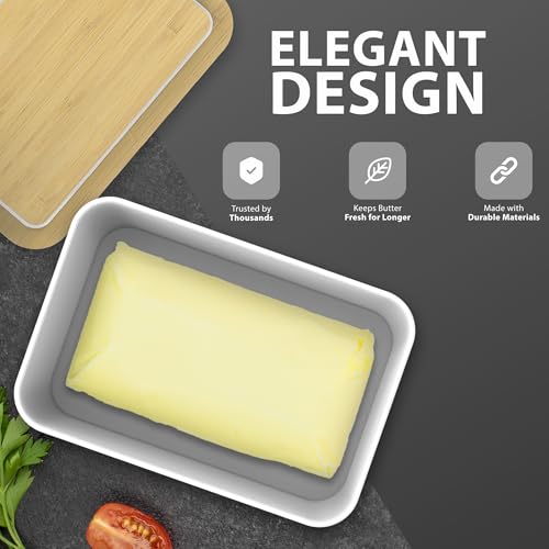 ZENO Butter Dish with Lid | Ceramic Butter Dish with Knife | Large 600ml Capacity | Double Silicone Seal & Airtight Lid | Keeps Butter Fresher for Longer | Fits All Types of Butter - Image 3