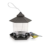 Herefun Comedero para Pájaros, Comedero Colgante para Pájaros, Comedero para Pájaros Salvajes para Exteriores a Prueba de Ardillas, Resistente al Agua Pajarera para Colgar (Negro)