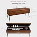 kinmars Leather Storage Ottoman Bench,End of Bed Bench for Living Room Bedroom Dinning Room Entryway,Mid-Century Modern, with Steel Legs,Safety Hinges, Loads 660 lb (with Button, Brown)