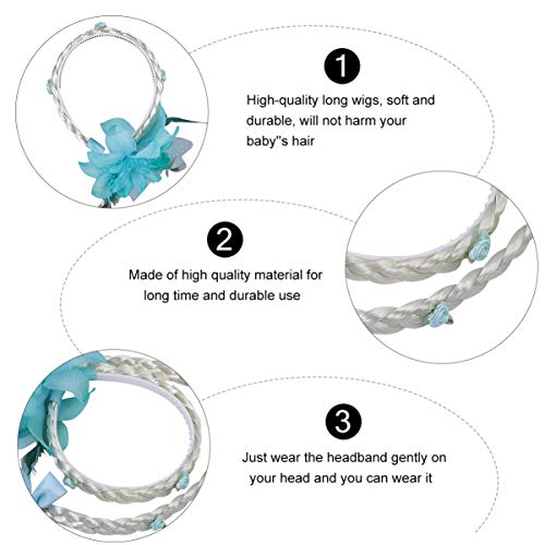 PixNOR – Peruca de cabelo longo azul para princesa com cabelo comprido para cosplay, perucas trançad