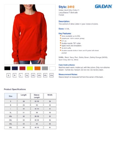 Gildan Adult Ultra CottonTM Long-Sleeve T-Shirt with Pocket 2410 - Black_XL - Image 2