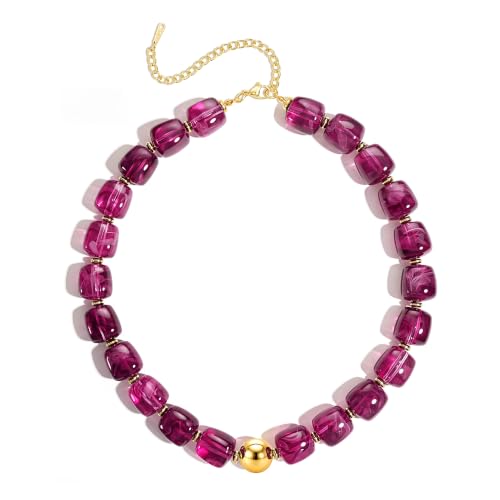 Ritach Chunky Beaded Necklaces for Women, Adjustable Waterproof Necklace