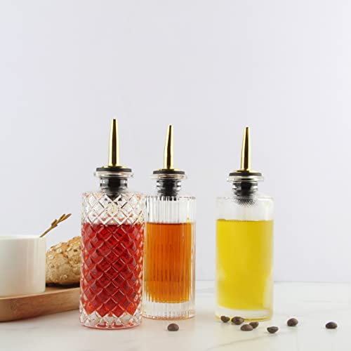 Shining Craft Syrup Dispenser Bottles Set 3 Packs 5 OZ Simple Small Syrup Bottles Set with Upgrade Metal Pour Spout SC057 (3 Pack)