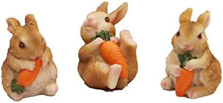 3 PCs Miniature Bunnies Fairy Garden Accessories Rabbit Easter Bunnies Resin Ornaments Garden Bonsai Decoration Sculpture Statue Figurines for Lawn Potted Plants