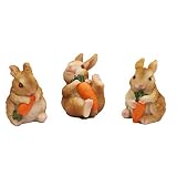 MUAMAX 3 PCs Miniature Bunnies Fairy Garden Accessories Rabbit Easter Bunnies Resin Ornaments Garden