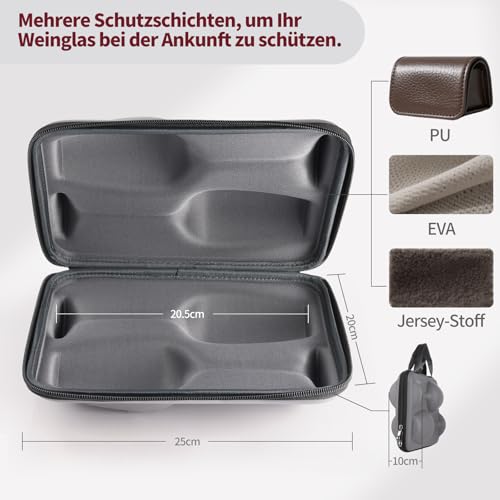 ecooe Weingläser Set mit 2 Gläser to go mit Schutzhülle + Reinigungstuch - Weingläser to go für Strandausflüge, Picknicks im Freien, Geschenk für Weinliebhaber, 380ml