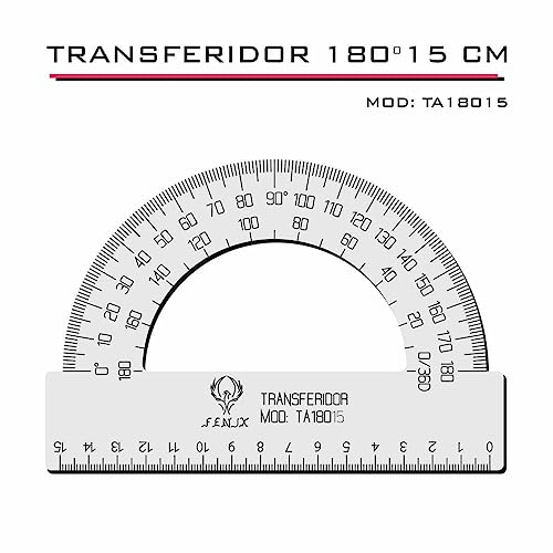 Transferidor Acrílico 180 15cm Transp Desenho Técnico Fenix