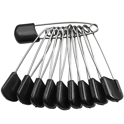 50 Pcs Diaper Pins, Plastic Head Safety Pin With Safe Locking Closures (Black) #TOP2