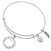 Qina C. Sterling Silver Always My Sister Forever My Friend Heart Feather Charm Adjustable Wire Bangle Bracelet (Sister - Heart)