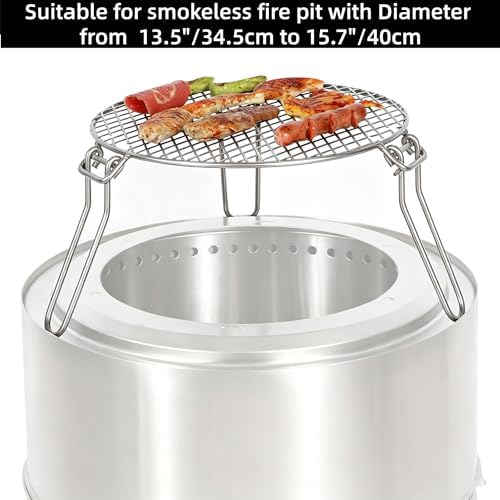 Portable Folding Campfire Grill Grate with Carry Bag, Stainless Steel, 13.3 in. Round Mesh Rack, Supports Pots and Pans over Open Fires, No Direct Food Contact image 4